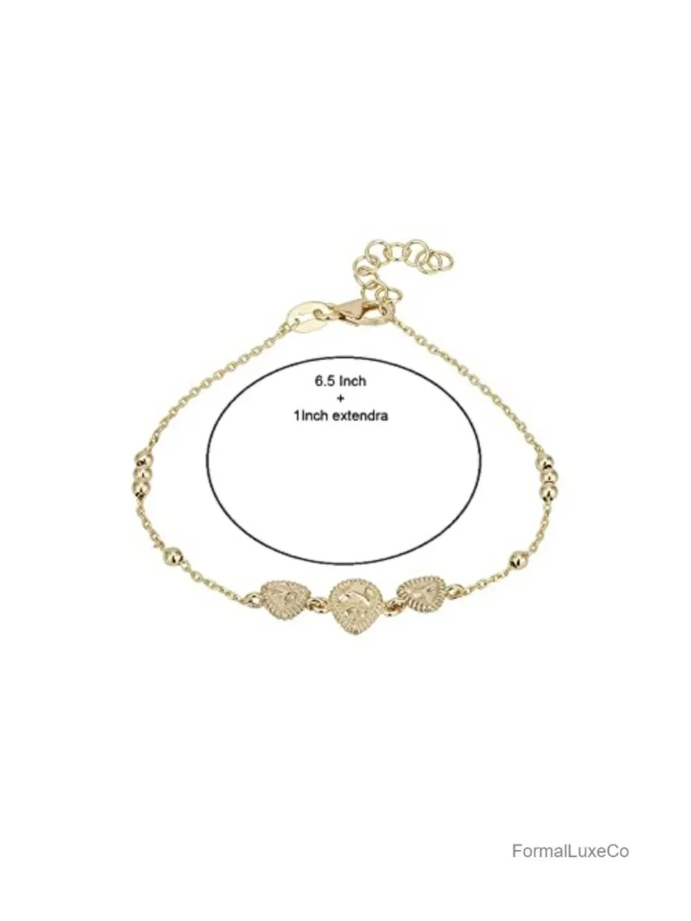18K Gold Plated Art Deco Vintage Style Bracelet Textured Embossed Beaded Cable